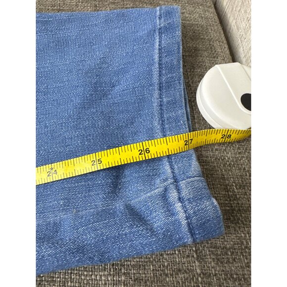 Haute Monde Blue Denim Jumpsuit Stretch Tie Waist Button Front Pockets Womens L - Picture 7 of 7